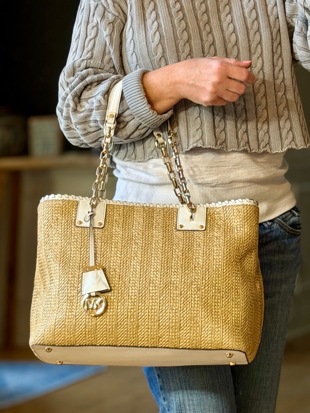 Michael Michael Kors Coastal Chic 2010’s Rosalie Large Straw Tote BNWT
